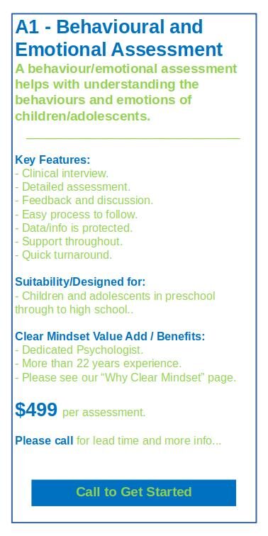 A1 – Behavioural and Emotional Assessment